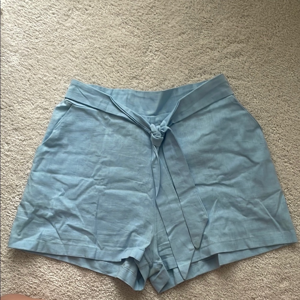 Blue linen shorts